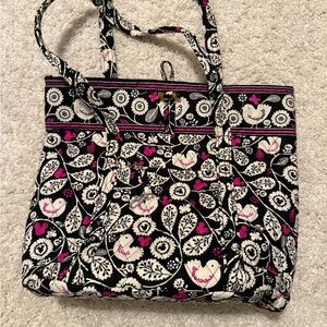 Vera Bradley Black and Pink Floral Travel Bag